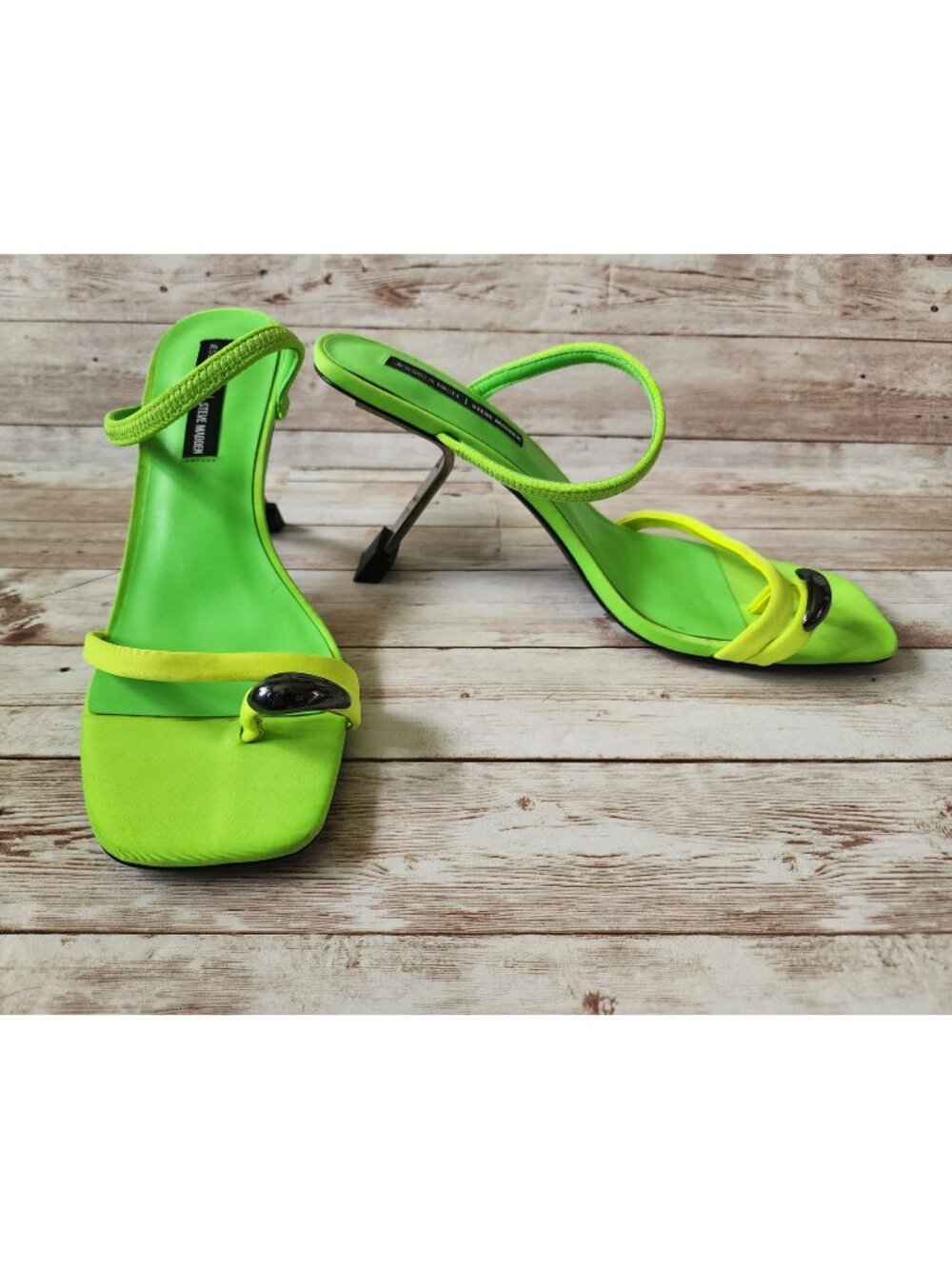 Jessica Rich Steve Madden Size 8 Harriet Lime Green Heels Neon Bold Club Strappy